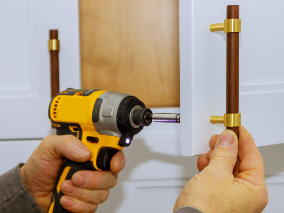 handle on cabinet